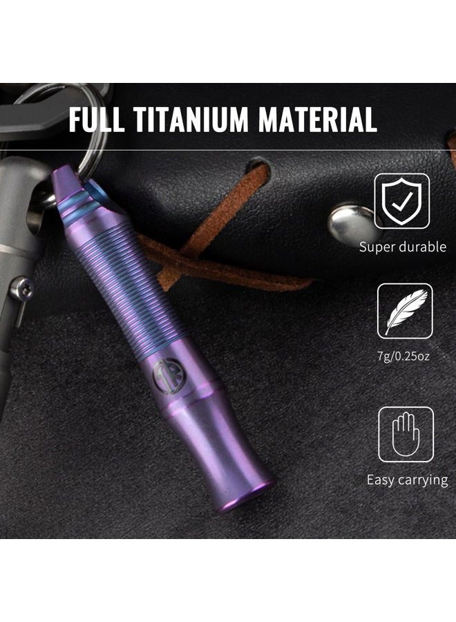 TACRAY Titanium Emergency Whistle, Portable Necklace Keychain Whistle, Loud Whistle up to 120 decibels for Emergency Survival, Hiking, Camping, Sporting, Travelling and Pet Training (Purple) - Image 2