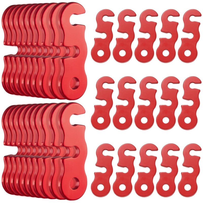 SATINIOR 40 Pieces Guyline Tensioner Aluminum Alloy Tent Cord Paracord Tensioner Guy Line Rope Adjusters Cam Jam Cord Tighteners for Outdoor Tent Camping Hiking Accessories (Red) - Image 1