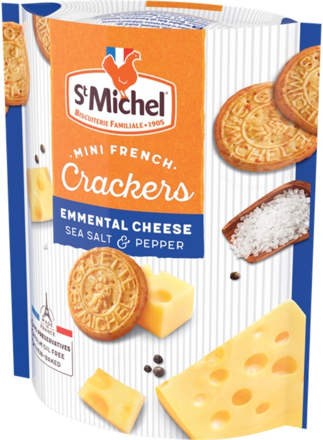 St Michel Emmental Cheese Sea Salt & Pepper Mini French Crackers 100g - Image 4