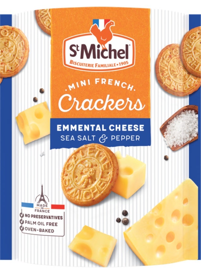 St Michel Emmental Cheese Sea Salt & Pepper Mini French Crackers 100g - Image 1