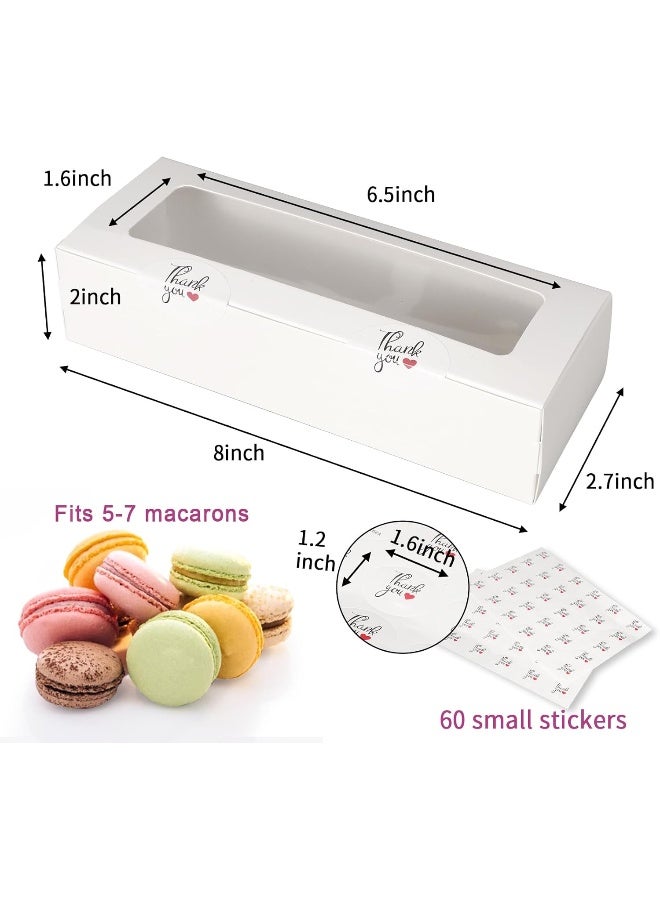 Garmeinea 30 Pack Macaron Boxes Packaging for 5 to 7 Macarons with 60 Pcs Stickers for Home DIY Baking Gift(White) - Image 2