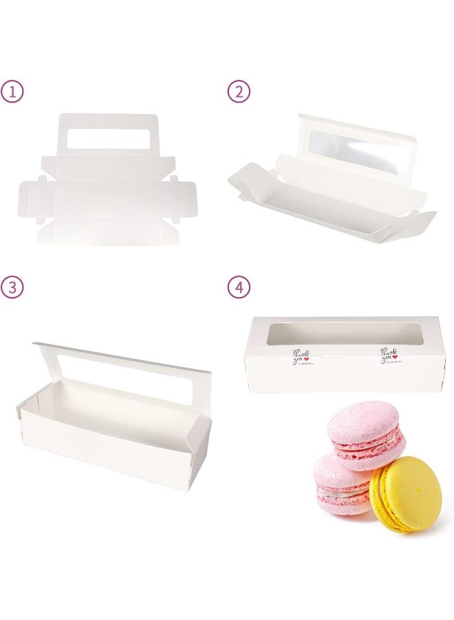 Garmeinea 30 Pack Macaron Boxes Packaging for 5 to 7 Macarons with 60 Pcs Stickers for Home DIY Baking Gift(White) - Image 3