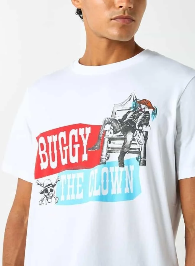SP Characters Buggy Print Crew Neck T-shirt with Short Sleeves