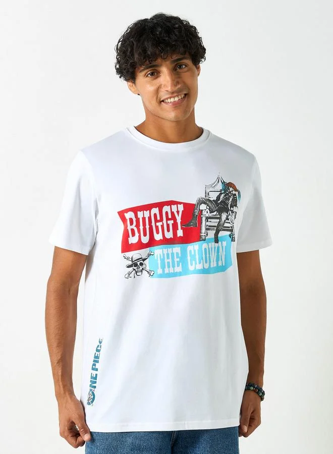 SP Characters Buggy Print Crew Neck T-shirt with Short Sleeves