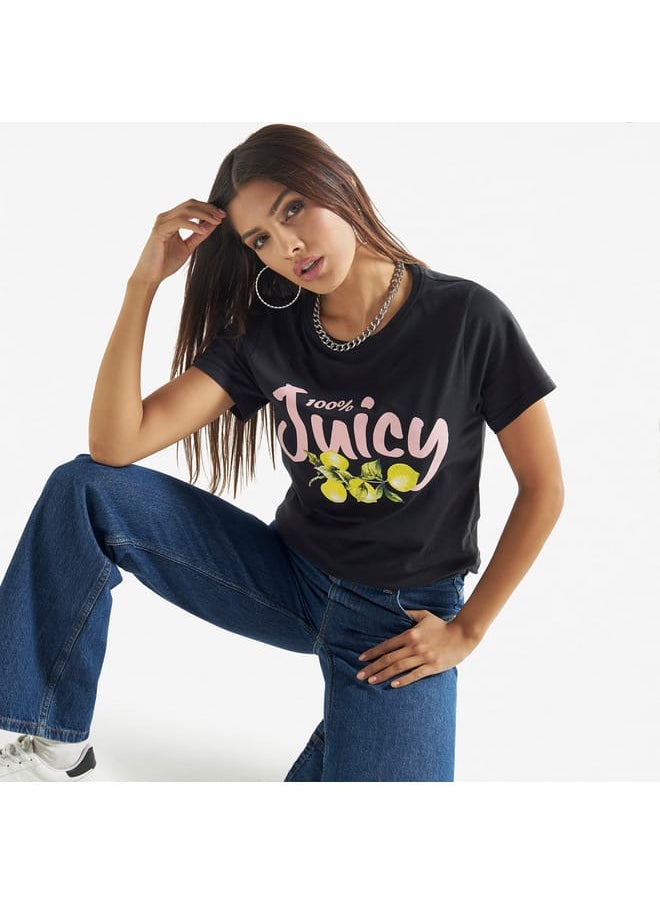 FAV Graphic Print Crew Neck T-shirt with Short Sleeves  - Image 1