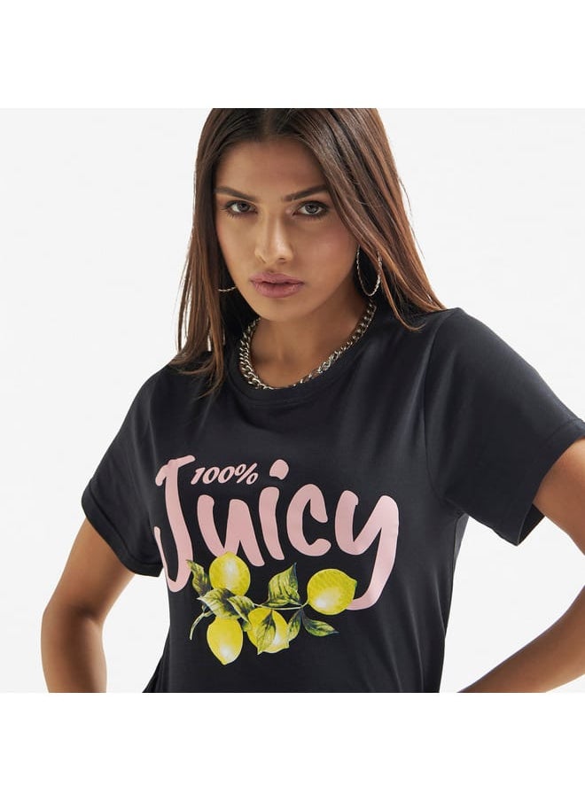 FAV Graphic Print Crew Neck T-shirt with Short Sleeves  - Image 4