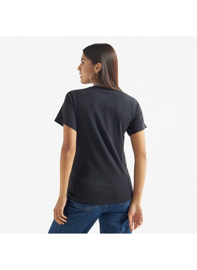 FAV Graphic Print Crew Neck T-shirt with Short Sleeves  - Image 3