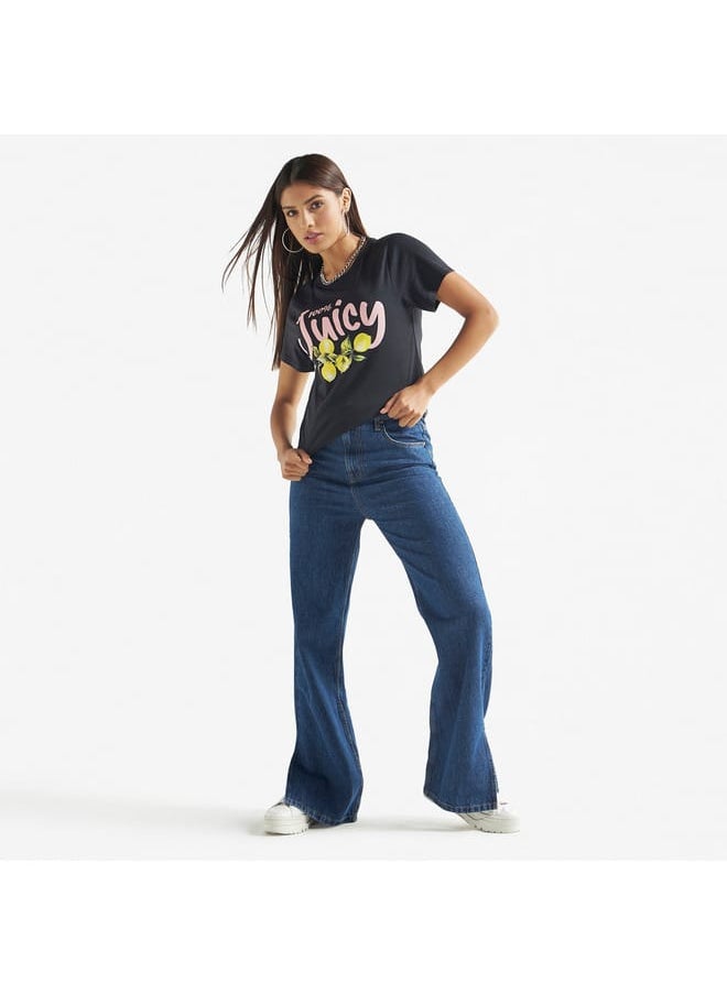 FAV Graphic Print Crew Neck T-shirt with Short Sleeves  - Image 2