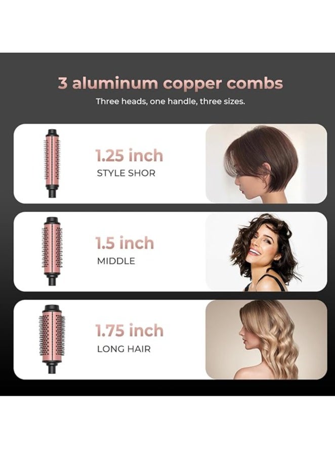 Generic - Thermal Brush, 3 in 1 Heated Round Brush with 5 Temps Settings, Up to 375°F LCD Display Curling Brush Thermal Round Brush, Upgrade Detachable Curling Iron, 1.25/1.5/1.75 Inch Hair Styling Tools Set - Image 1