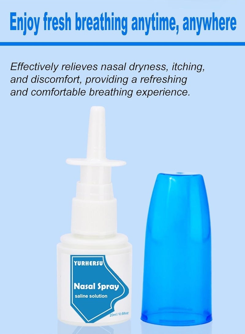 YURHERSU Nasal Spray Saline Solution, بخاخ مرطب لطيف للعناية اليومية، يمنع الجفاف والتشقق، مثالي لموسم البرد والحساسية، 20ml/0.68 oz - Image 2