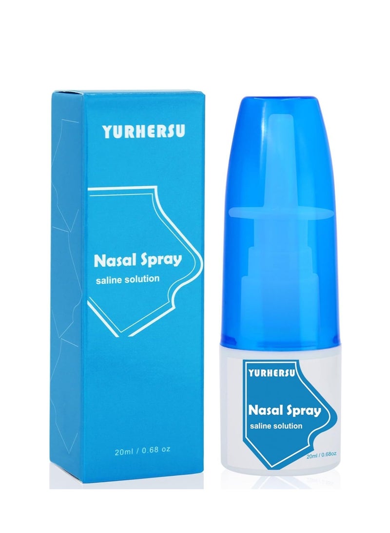 YURHERSU Nasal Spray Saline Solution, بخاخ مرطب لطيف للعناية اليومية، يمنع الجفاف والتشقق، مثالي لموسم البرد والحساسية، 20ml/0.68 oz - Image 1
