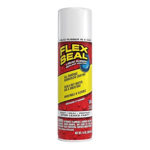 Flex Seal, 14 oz, White, Stop Leaks Instantly, Waterproof Rubber Spray On Sealant Coating, Perfect for Gutters, Wood, RV, Campers, Roof Repair, Skylights, Windows, and More - Image 1