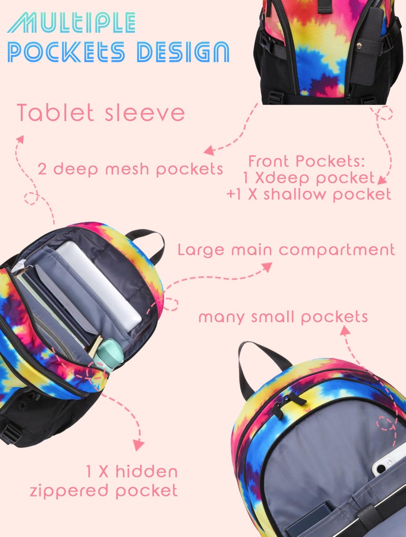 BLUEFAIRY High School Backpack for Girls Boys Middle School Bookbag for Kids Back to School Bag for College with Large Compartment Casual Daypack Mochilas para NiÃ±as Adolescentes 18" Black Rose - Image 4