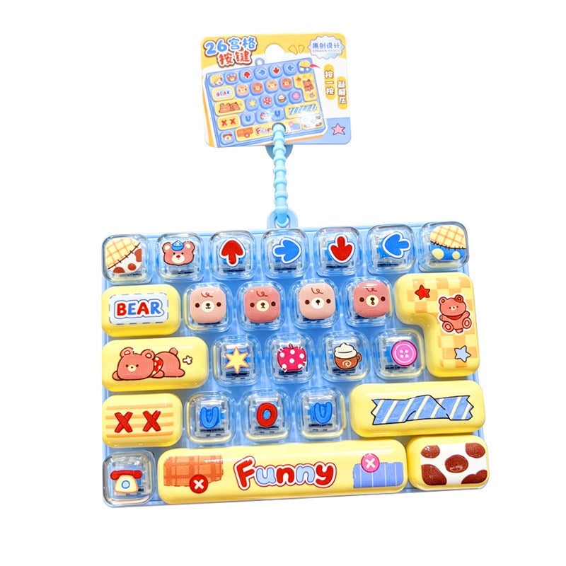 Creative Healing Transparent Two-tone 26-grid Stress Relief Keyboard Keychain Pendant - Image 1