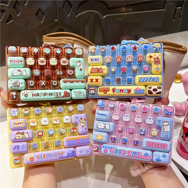 Creative Healing Transparent Two-tone 26-grid Stress Relief Keyboard Keychain Pendant - Image 2