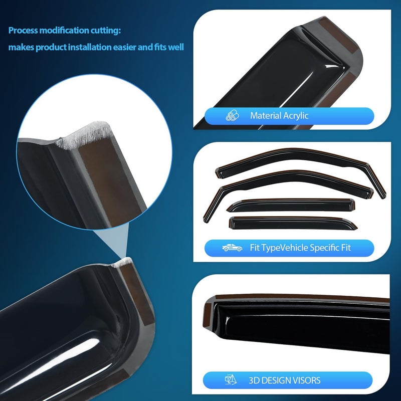 Nilight In-Channel Rain Guards for Dodge Ram 2500 3500 Crew Cab (2019-2024) - 4PCS Vent Window Visors - Image 2