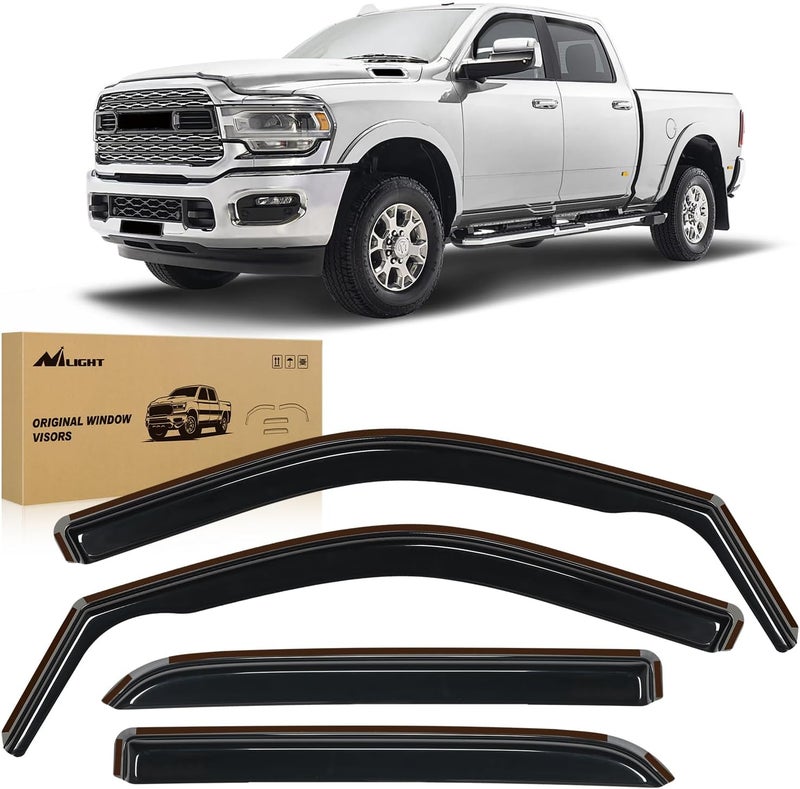 Nilight In-Channel Rain Guards for Dodge Ram 2500 3500 Crew Cab (2019-2024) - 4PCS Vent Window Visors - Image 1