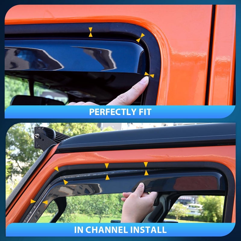 Nilight In-Channel Rain Guards for Dodge Ram 2500 3500 Crew Cab (2019-2024) - 4PCS Vent Window Visors - Image 3