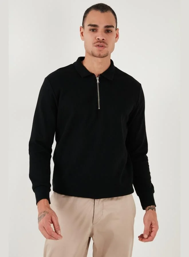 Buratti  Buratti Cotton Regular Fit Half-Zip Polo Collar Sweatshirt Men's SWEAT 5905805 for Men | Best Price UAE