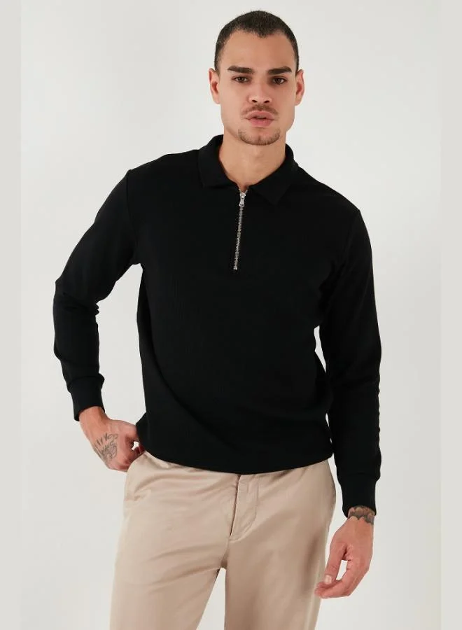 Buratti Cotton Regular Fit Half-Zip Polo Collar Sweatshirt Men's SWEAT 5905805