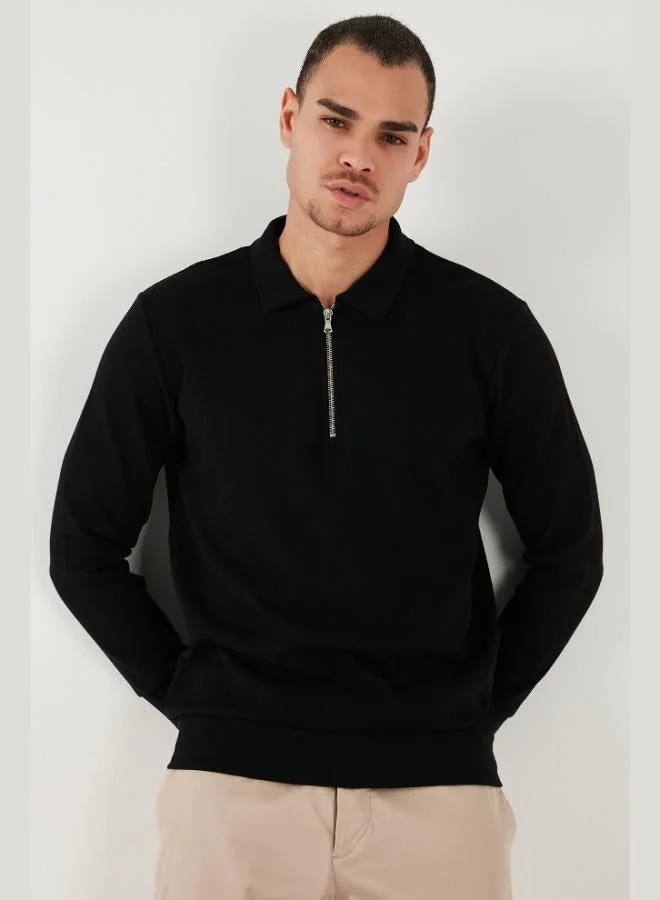 Buratti  Buratti Cotton Regular Fit Half-Zip Polo Collar Sweatshirt Men's SWEAT 5905805 for Men | Best Price UAE