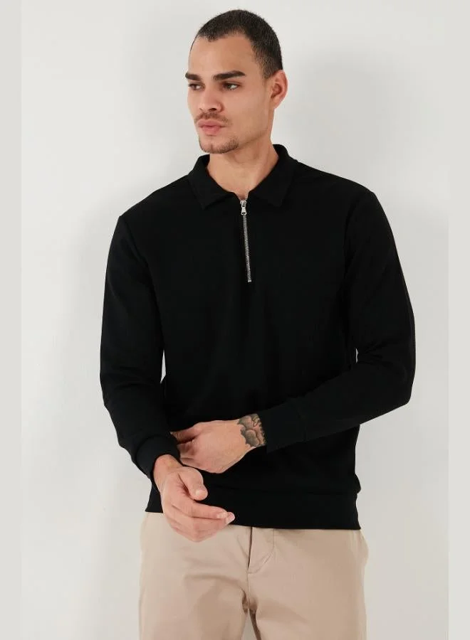 Buratti  Buratti Cotton Regular Fit Half-Zip Polo Collar Sweatshirt Men's SWEAT 5905805 for Men | Best Price UAE