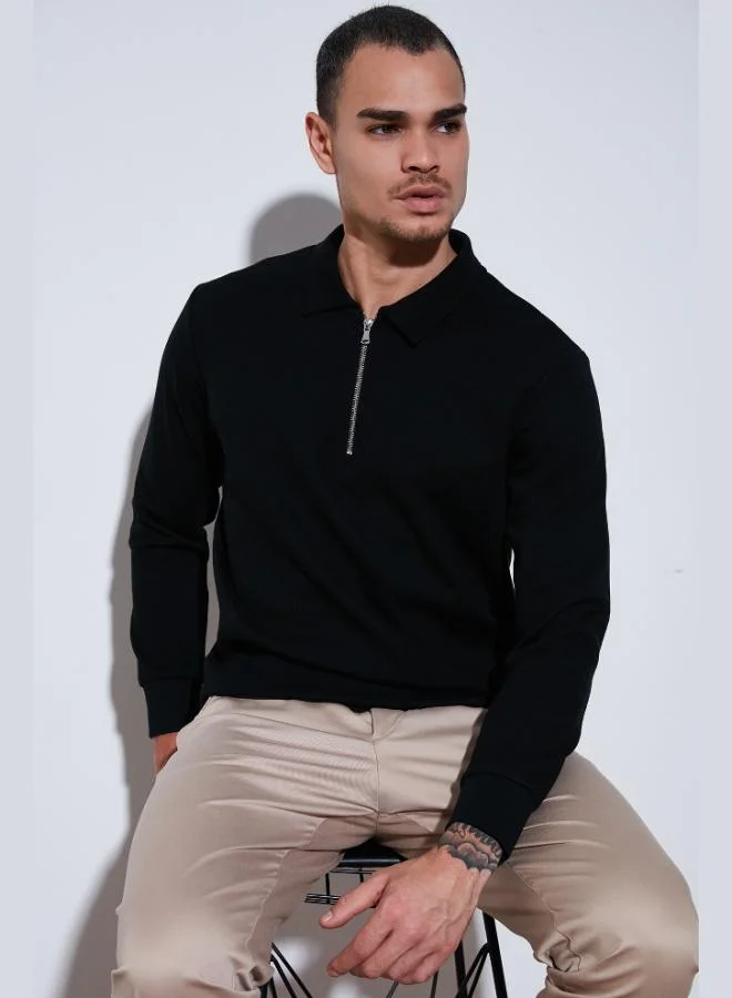 Buratti  Buratti Cotton Regular Fit Half-Zip Polo Collar Sweatshirt Men's SWEAT 5905805 for Men | Best Price UAE