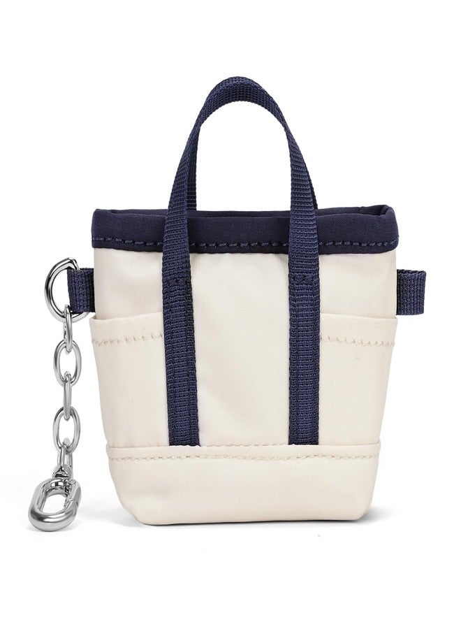 ANKICK Keychain Cute Coin Purse Mini Tote Bag Car Key Chain Nylon Bag Charm Small Change Purse Mini Makeup Bag Wallets with zipper, Blue and White, Solid - Image 1