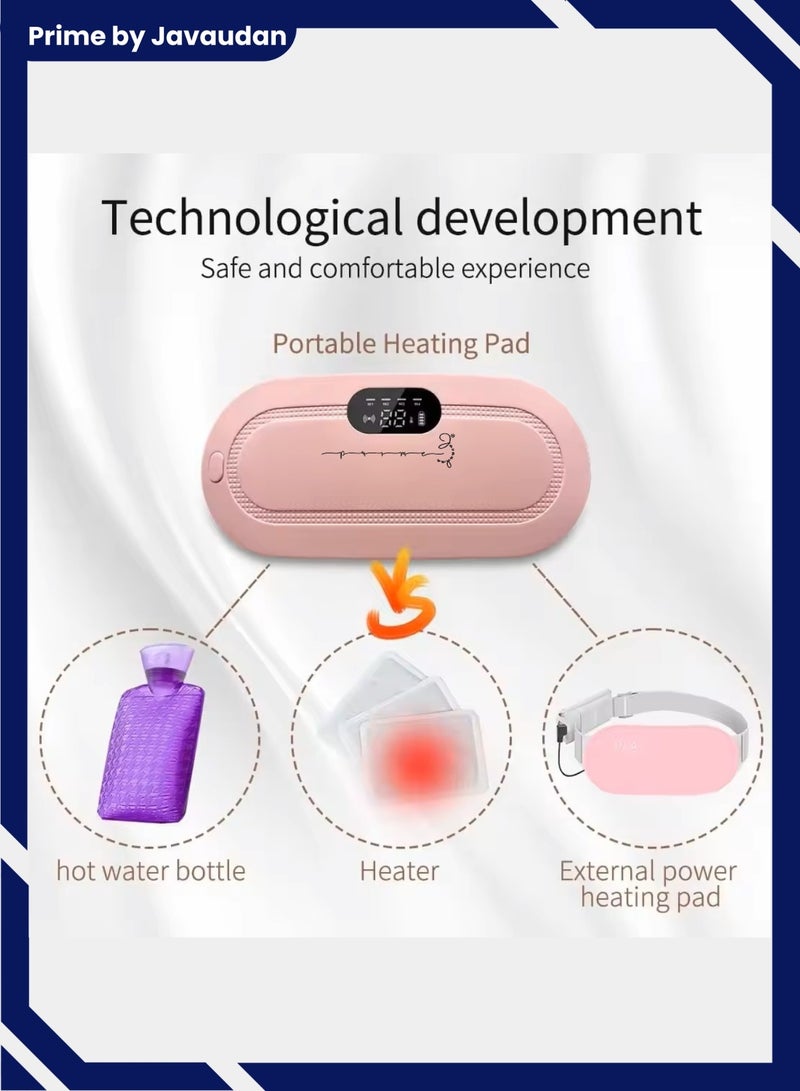 برايم بي جافاودان وسادة التدفئة الكهربائية للحيض للنساء، حزام دافئ، حقيبة الماء الساخن، حزام الخصر، جهاز قابل للتعديل 4 سرعات قابلة لإعادة الشحن، حزام تشنج التدفئة، حزام خصر دافئ للتدليك، حزام الخصر الدافئ لفترة الحيض، تشنجات المعدة، آلام البطن - Image 4