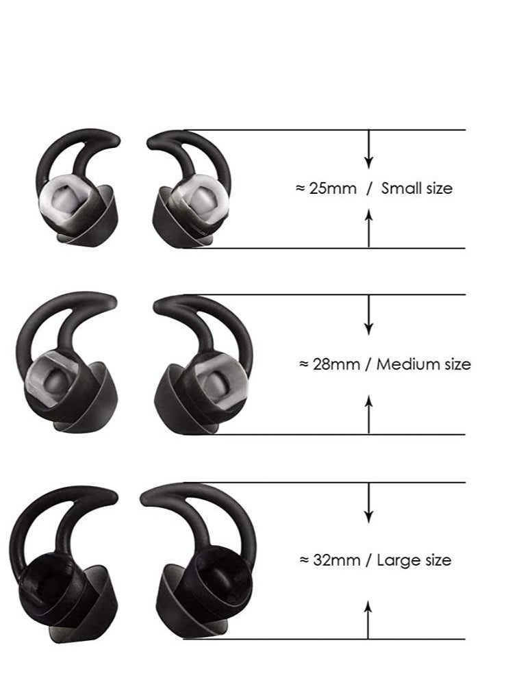 SYOSI - Replacement Noise Cancelling Silicone Earbuds, Double Flange Earplug Tips 3 Pairs Size S M L for Bose QC30 Quiet Control 30 QC20 SIE2 IE3 Soundsport Wireless Earphones (Black) - Image 1