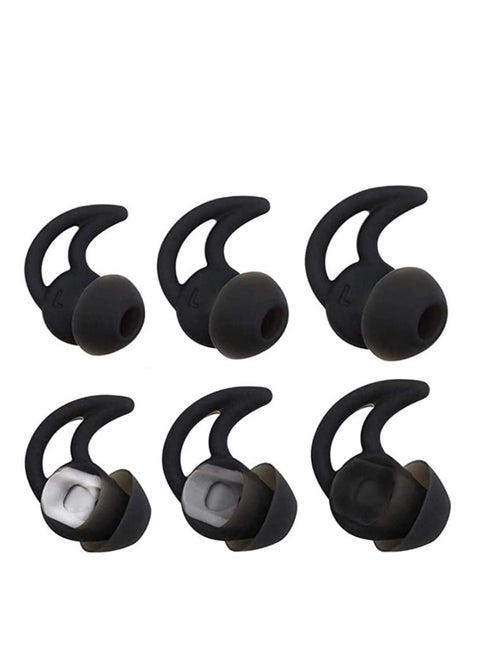 Replacement Noise Cancelling Silicone Earbuds, Double Flange Earplug Tips 3 Pairs Size S M L for Bose QC30 Quiet Control 30 QC20 SIE2 IE3 Soundsport Wireless Earphones (Black)