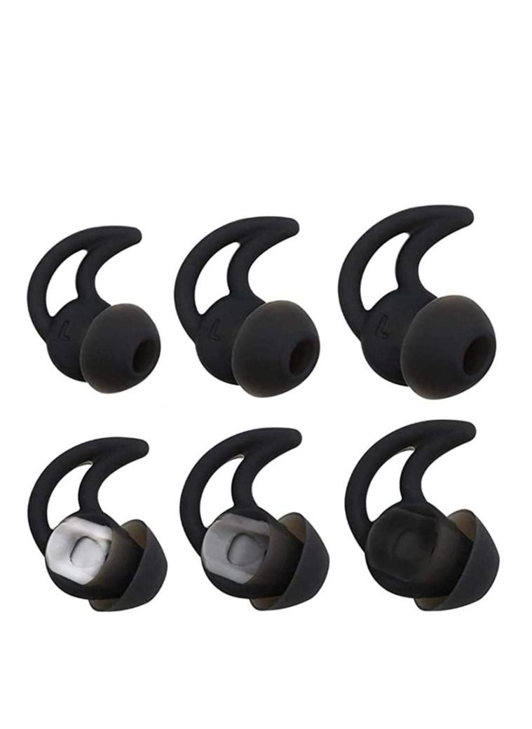 SYOSI - Replacement Noise Cancelling Silicone Earbuds, Double Flange Earplug Tips 3 Pairs Size S M L for Bose QC30 Quiet Control 30 QC20 SIE2 IE3 Soundsport Wireless Earphones (Black) - Image 1