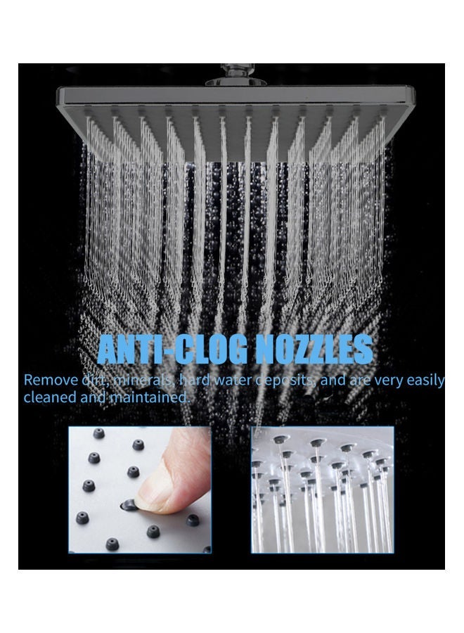 NIBEMINENT Adjustable Square Rain Showerhead Silver 8inch - Image 4