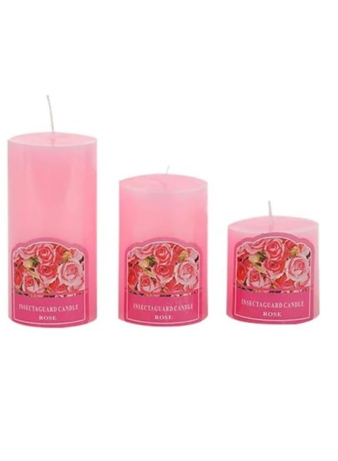 Floral Scented Botanical Candles 3 Pieces (Rose)  - Image 1