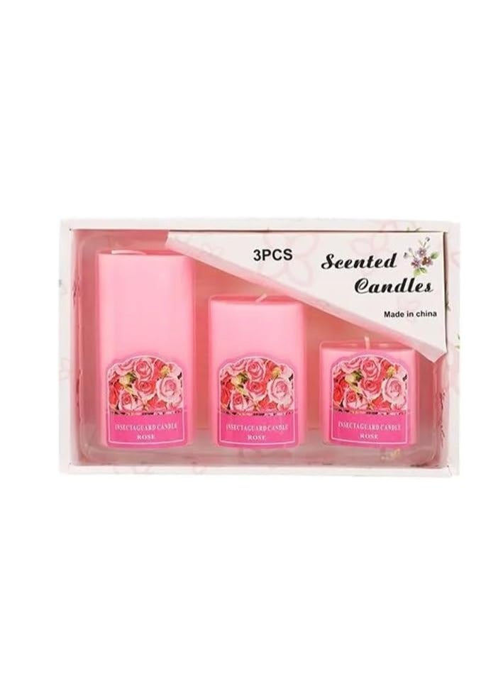 Floral Scented Botanical Candles 3 Pieces (Rose)  - Image 2