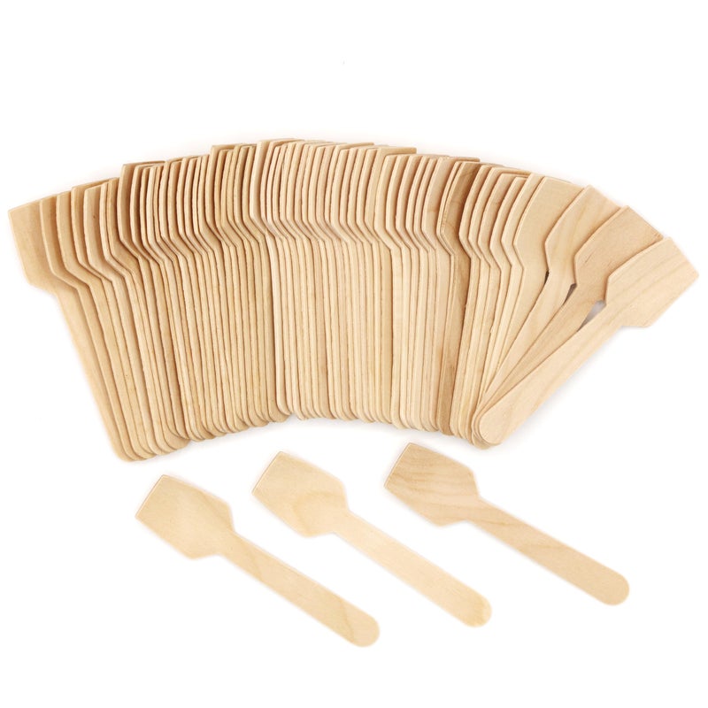 TANGTEA 200 Pcs Wooden Ice Cream Spoons - 3.8 Inch Disposable Natural Birchwood Mini Wooden Spoons for Hot or Cold Tasting, Desserts, and Sampling, Idea for Baby Shower, Party Supplies - Image 1