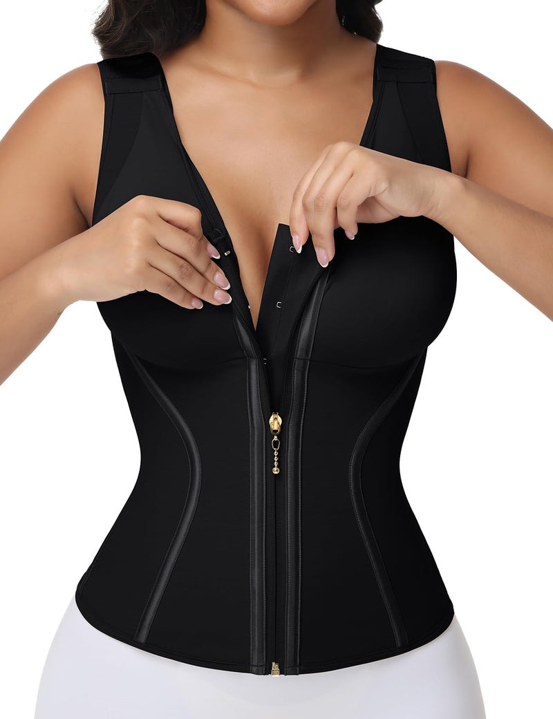 SHAPSHE Waist Trainer Corset for Women Tummy Control Workout Sport Girdle Hourglass Cincher Body Shaper Postpartum with Bra Black - Image 1