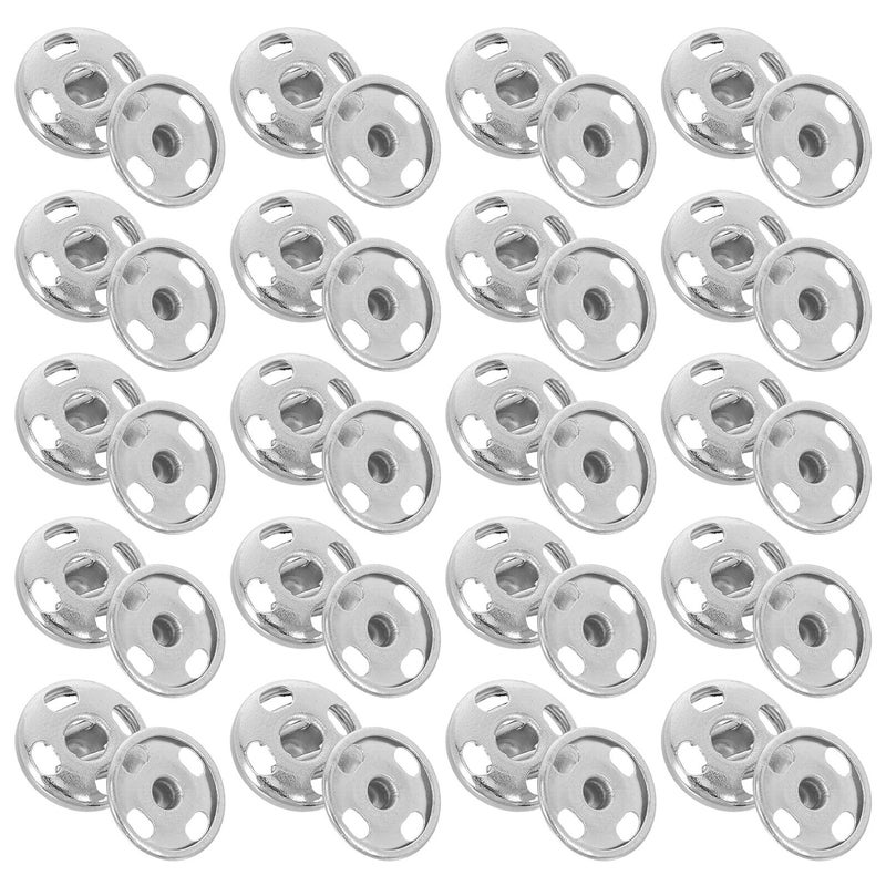 120pcs Metal Sew On Snap Buttons 10mm Silver Round Press Fasteners for Clothing Coat Replacement - Image 2