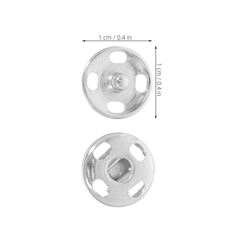120pcs Metal Sew On Snap Buttons 10mm Silver Round Press Fasteners for Clothing Coat Replacement - Image 3