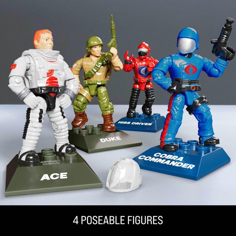 Mega Bloks â€‹MEGA G.I. Joe Action Figures Building Toys, Skystriker XP-14F vs. Cobra H.I.S.S. with 617 Pieces, 4 Poseable Characters, for Collectors - Image 4