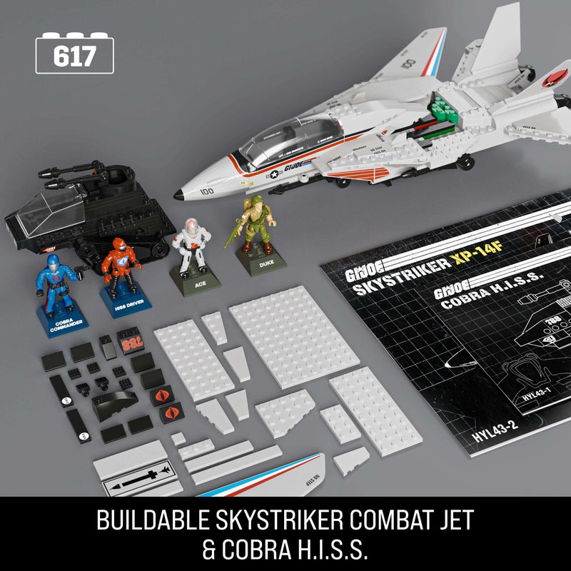 Mega Bloks â€‹MEGA G.I. Joe Action Figures Building Toys, Skystriker XP-14F vs. Cobra H.I.S.S. with 617 Pieces, 4 Poseable Characters, for Collectors - Image 3