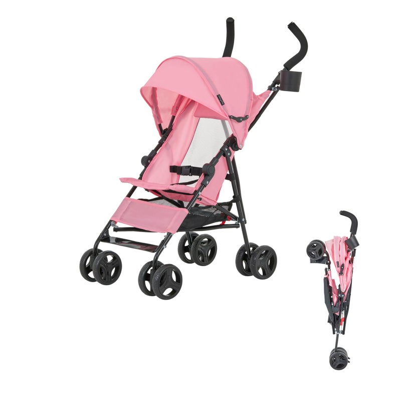 Dream On Me Rover Convenience Baby Stroller â€“ Lightweight & Compact Travel Umbrella Stroller, Quick One-Hand Fold, Lockable Rear Wheels, Adjustable Canopy, 3-Point Safety Harness & Cup Holder - Pink - Image 1
