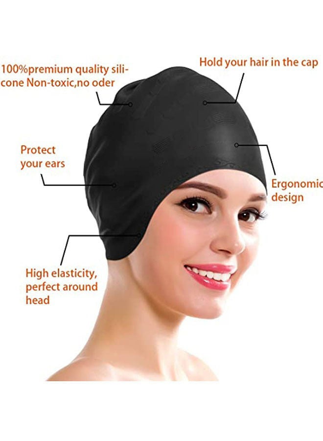 Rock Pow Pow Swim Cap Swim Goggles Swim Cap For Long Hair Anti Fog Uv Protection For Adult Kid With Nose Clip Ear Plugs Sets - Image 2