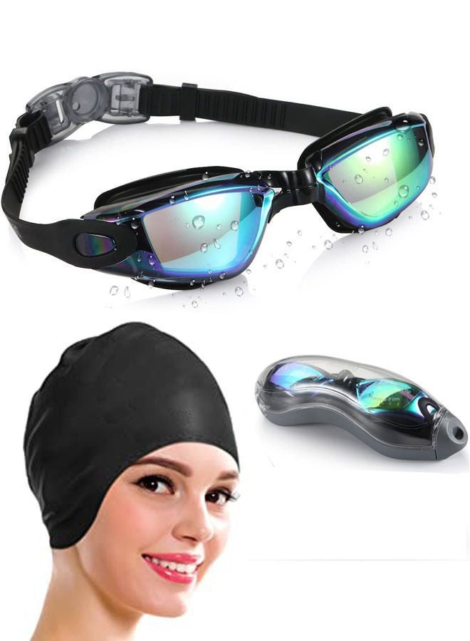 Rock Pow Pow Swim Cap Swim Goggles Swim Cap For Long Hair Anti Fog Uv Protection For Adult Kid With Nose Clip Ear Plugs Sets - Image 1