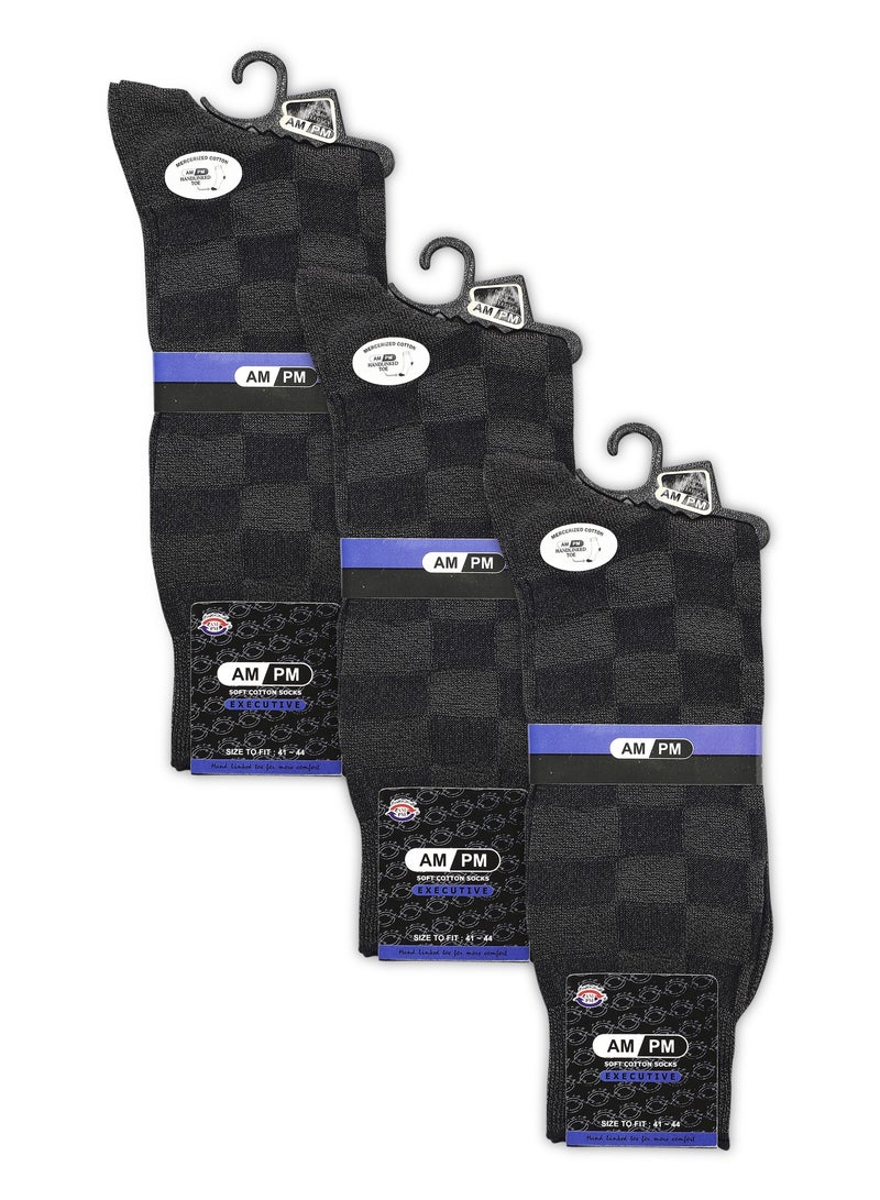 أيه إم بي إم جوارب رسمية للرجال - أسود - (عبوة من 3 قطع) - Image 1