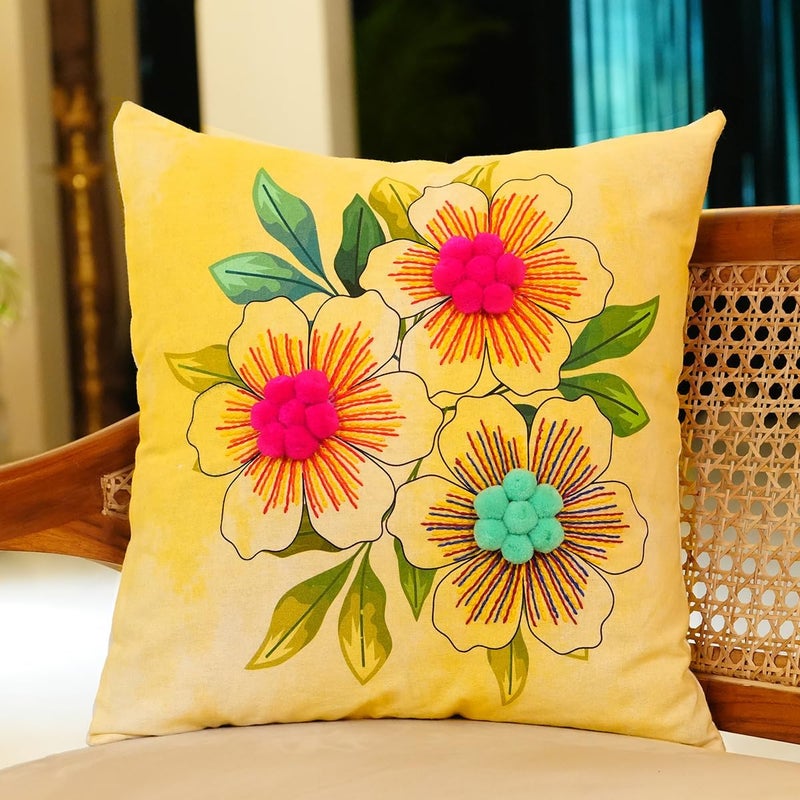 picknMAKE Beginners for Set Kit Embroidery Hand Cover Cushion DIY 2 of Pack – Covers Pillow Cross-Stitch Bloom Floral | Decor Home | 16"x16" | Pattern Printed Digitally | Included Materials All - Image 5