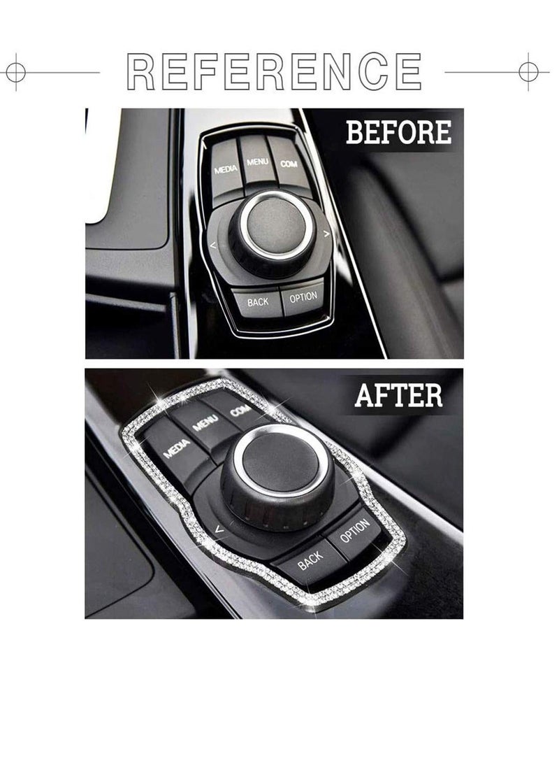 Compatible Molding Trim Caps for BMW Accessories Parts iDrive Multimedia Knob Covers Decals Bling Interior Decorations 3 5 Series X1 X3 X5 Women Men Crystal Silver - Image 2
