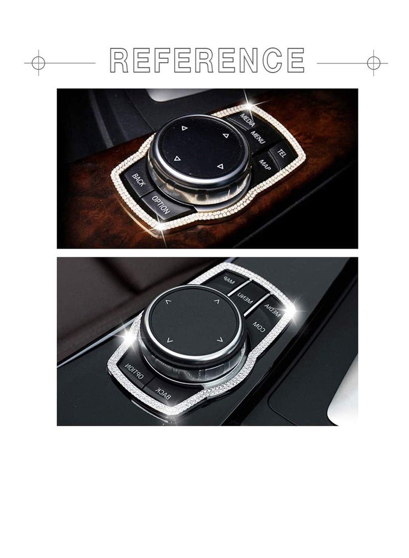 Compatible Molding Trim Caps for BMW Accessories Parts iDrive Multimedia Knob Covers Decals Bling Interior Decorations 3 5 Series X1 X3 X5 Women Men Crystal Silver - Image 4
