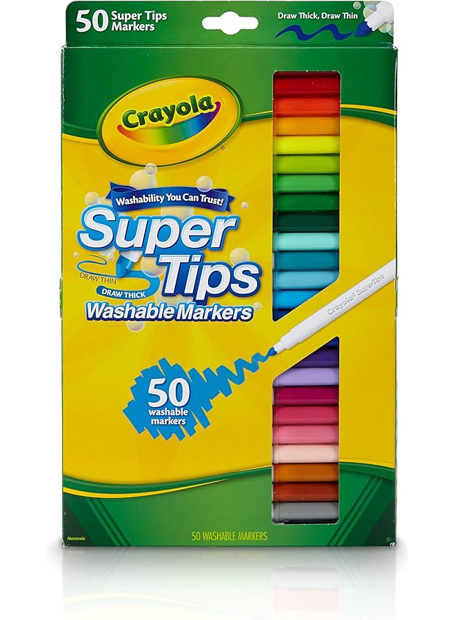كرايولا مجموعة أقلام تحديد سوبر تيبس القابلة للغسل، 50 قطعة - Image 1