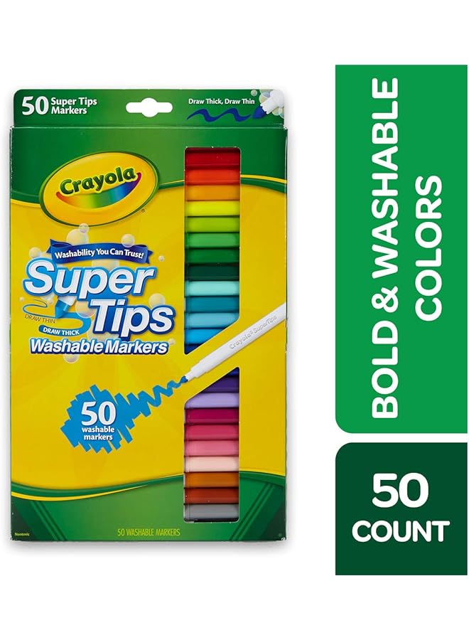 كرايولا مجموعة أقلام تحديد سوبر تيبس القابلة للغسل، 50 قطعة - Image 2